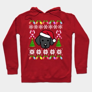 Black Labrador Puppy Santa Festive Pattern Hoodie